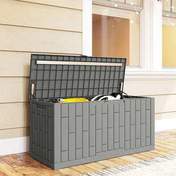 80 Gallon Resin Deck Box, Lockable Outdoor Storage Box, Splash-Resistant & UV Resistant Patio Storage Container