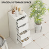 4-Drawer Bathroom Cabinet, Freestanding Narrow Storage Cabinet with Groove Handles for Small Spaces, White