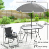 8 Piece Patio Table and Chairs Set with Folding Chairs, Tempered Glass Tabletop and Umbrella for Garden