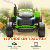 Qaba 12V Kids Ride On Tractor with Trailor, Remote Control, Music, Lights, Shifter, for Kids Ages 3-8 Years, Green