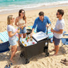 60-Qt Outdoor Patio Cooler Cart, Rolling Ice Chest with Adjustable Handle, Wheels, Bottle Opener, Drainage, Black