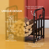 Curved Firewood Rack with Bear and Pine Tree Design, 17 Inch Log Holder Storage Rack with 110 lbs. Capacity