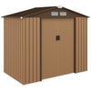 7' x 4' x 6' Garden Storage Shed Outdoor Patio Metal Tool Storage House w/ Foundation Kit and Double Doors, Earthy Yellow