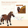 Qaba Standing Ride on Horse, Plush Pony Toy for Kids with Neighing Sound, Soft Padding, for Cowboy Cowgirl Aged 3-8 Years Old, Brown