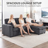 Modular Sectional Sofa Bed with Reversible Storage Ottoman, Pull Out Sleeper Sofa with Spring Cushion, Dark Grey
