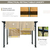 12' x 10' Outdoor Patio Gazebo Pergola with Retractable Canopy Roof, Steel Frame with Stakes, Unique Design