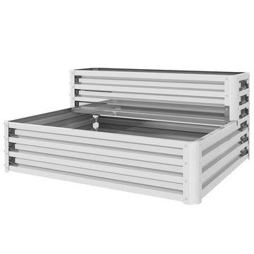 2 Tier Galvanized Raised Garden Bed, Steel Planter Box for Vegetables, Flowers, Herbs, 47