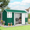 8.5' x 5.5' Metal Garden Storage Shed, Outdoor Tool Storage House with Lockable Door, Vents, Sloped Roof, Green