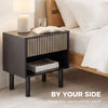 Modern Bedside Table with Drawer and Open Shelf, Sofa Side Table for Bedroom Living Room, Set of 2, Black