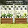 Set of 2 Galvanized Metal Planters for Outdoor Plants, 4' x 2' x 2' Raised Garden Bed, Distressed Dark Brown