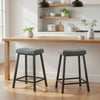 Set of 2 Bar Stools, Velvet Upholstered Counter Stools with Curved Seat and Footrest for Kitchen Island, Grey