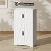 Farmhouse Kitchen Pantry, Freestanding Kitchen Pantry Storage Cabinet with Barn Doors and Adjustable Shelves, White