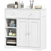 Bathroom Floor Cabinet, Freestanding Bathroom Cabinet with Drawer, Door, Open Shelves, White