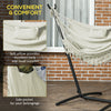 Patio Hammock Chair with Stand, Outdoor Hammock Swing Hanging Lounge Chair with Side Pocket and Headrest, Cream