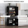 Long Standing Kitchen Cabinet w/ 2 Drawers MDF Board, Black