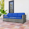 3-Seater Outdoor Sofa with Cushions, PE Rattan Conversation Patio Couch with Pillows for Garden, Poolside