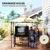8' x 5' Outdoor Grill Gazebo, Double Tiered Barbecue Grill Gazebo Shelter with 2 Side Shelves, Hooks, Beige