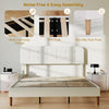 King Size Bed Frame with Adjustable Headboard Upholstered Platform Bed Frame with Wood Slat Support Noise Free White