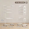 5-Tier Clothes Drying Rack, Foldable Laundry Drying Rack with Wheels, Side Wings, White