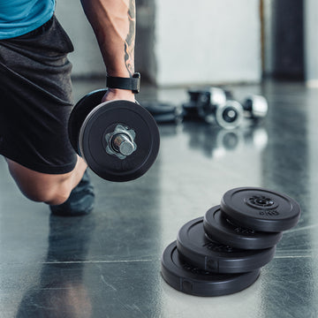 Soozier 4 Piece dumbbell Weight Plates Set 2 x 11lbs and 2 x 22lbs Black (Weights Only)