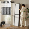 6 Panel Room Divider, 5.6 FT Lightweight Folding Privacy Screen with Geometric Pattern for Living Room, Bedroom, Black
