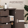 Bathroom Storage Cabinet, Floor Cabinet with Adjustable Shelf and 4 Drawers, Side Cabinet for Washroom, Brown