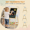 Qaba Wooden Art Easel, Double Sided Kids Easel with Height Adjustable Chalkboard and Magnetic Whiteboard, Natural