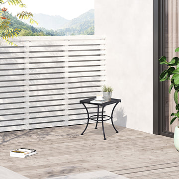 Square Outdoor Side Table, Metal Outdoor Patio Table, Garden Coffee Side Bistro Tables with Mesh Grid Top for Balcony, Porch, Backyard, 17.7