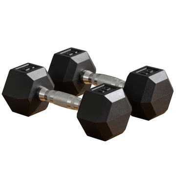 Soozier 2 x 10lbs Rubber Dumbbells Weight Set, Dumbbell Hand Weight for Body Fitness Training for Home Office Gym, Black
