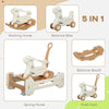 Qaba 5 in 1 Rocking Horse for Toddlers 1-6 Years with Balance Board, Push Handle, 4 Smooth Wheels, Brown