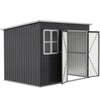 8.5' x 6' Galvanised Steel Outdoor Storage Shed, Garden Shed with Window, Lockable Wide Doors and Air Vents