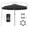 8.5 ft Outdoor Market Table Umbrella, Round Patio Umbrella with Tilt and Crank for Garden, Backyard, Deck, Black