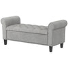 50 Inches Storage Ottoman, Upholstered Bedroom Bench with Rolled Arms and Button Tufted Storage