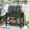 Wooden Raised Garden Bed, Elevated Planter Box with Storage Shelf, Drainage Holes and Liner, 34
