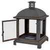 Wood-Burning Fire Pit, Chimney Style Firepit with Poker, 26