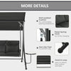 3 Seat Outdoor Swing Chair Steel Swing Bench Porch Swing With Adjustable Canopy, Coffee Tables and Cushion for Patio Garden, Dark, Black