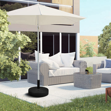 Umbrella Base, Heavy Duty Fillable Base Holder with Steel Pole, Round Parasol Stand for Patio, Outdoor, Backyard, Black