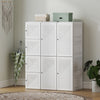 Portable Wardrobe, Foldable Plastic Closet with 8 Compartments, 2 Hanging Rods and Magnetic Clear Doors