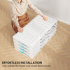 Portable Wardrobe, Foldable Plastic Closet with 8 Compartments, 2 Hanging Rods and Magnetic Clear Doors, White