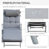 Outdoor Folding Chaise Lounge Chair Recliner with Portable Design, Adjustable Backrest, Cushion and Headrest, Grey