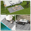 Reversible Outdoor Rug Waterproof Plastic Straw RV Rug with Carry Bag, 9' x 18', Grey and Cream White Boho