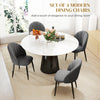 Modern Dining Chairs Set of 4, Upholstered Dining Room Chairs with Metal Legs, Shell Backrest, Padded Seat, Charcoal Grey