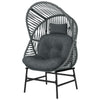 Wicker Egg Chair, 330 lbs Outdoor Rattan Lounge Chair with Thick Cushion, Headrest, Steel Frame, Dark Grey