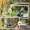 2 Seat Bike Trailer for Kids 2-in-1 Double Baby Stroller with Handbrake, Rubber Wheels, 5 Point Harness, Waterproof Cover, Storage Bag, Reflectors, Blue