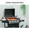 4+1 Burner Liquid Propane Gas Grill Outdoor Cabinet Style BBQ Trolley w/ Side Burner, Warming Rack, Side Shelf, Storage Cabinet, Thermometer, 4 Wheels, Carbon Steel