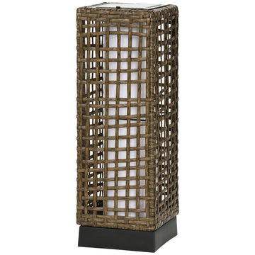 Wicker Solar Outdoor Lamp, Decorative Floor Lamp with Auto On/Off LED Lights, IP44 for Patio, Porch, Pathway, Sand
