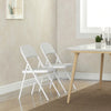 Set of 2 Metal Foldable Chairs, PU Leather Padded Folding Chairs with Cushion Seat and Open Back for Indoor, White