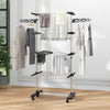 Garment Drying Rack Stainless Steel Folding Clothes Hanging Rack with Side Wings Castors for Indoor Outdoor Black