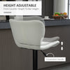 Bar Stools Set of 2 Adjustable Height Swivel Bar Chairs in PU Leather with Backrest & Footrest, White