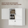 Bathroom Wall Cabinet, Farmhouse Medicine Cabinet with Adjustable Shelves and Flip-Down Door, Over The Toilet, White